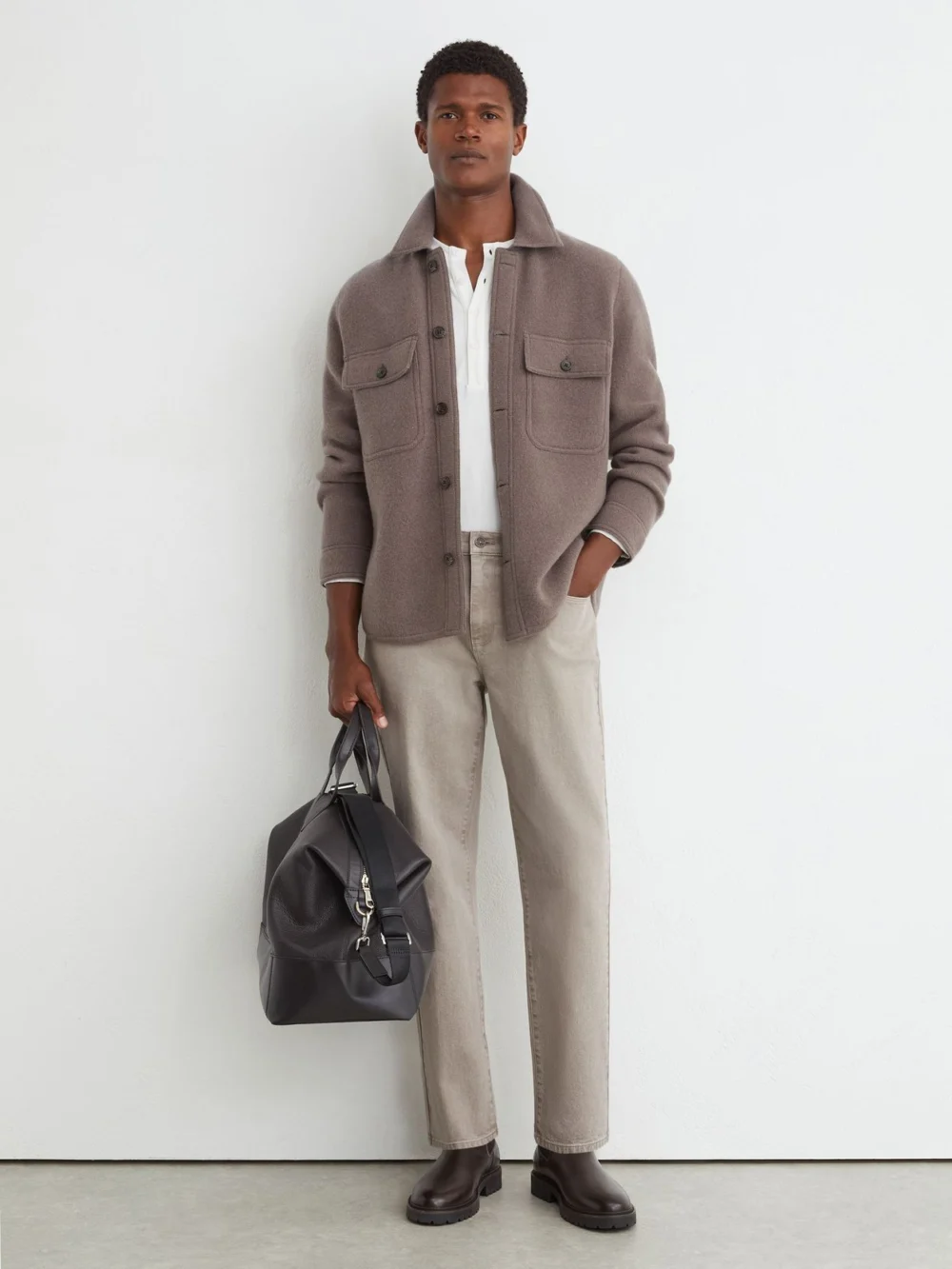 Reiss Warm Taupe Wash Straight-leg Jeans