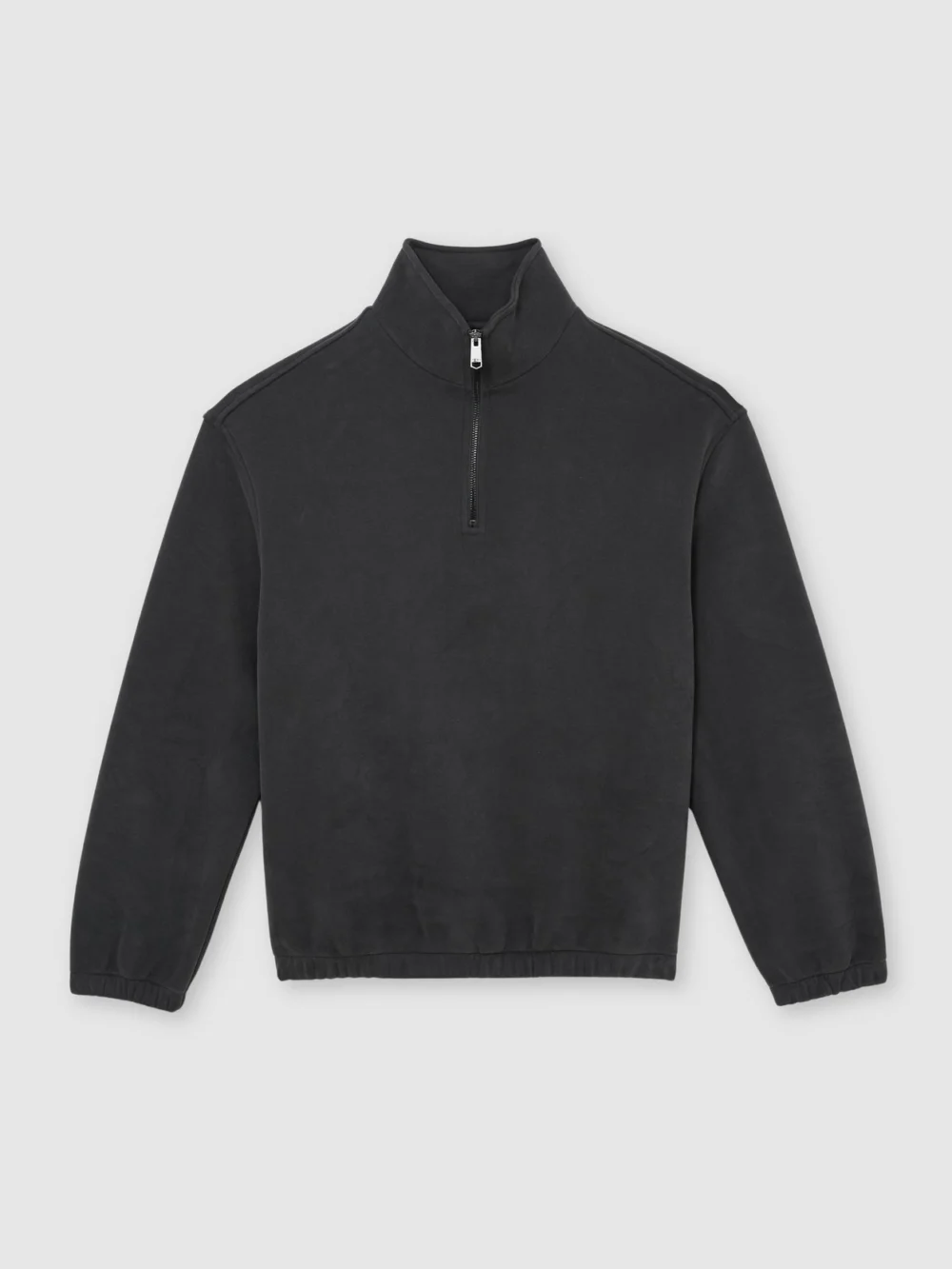 Reiss Washed Black Cotton-blend Half-zip Sweatshirt, view 2