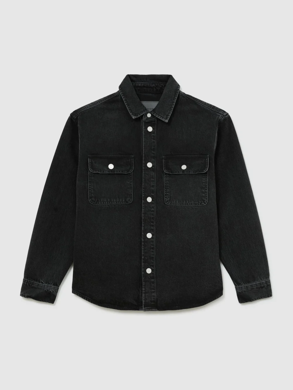 Reiss Washed Black Twin-pocket Denim Jacket, view 2