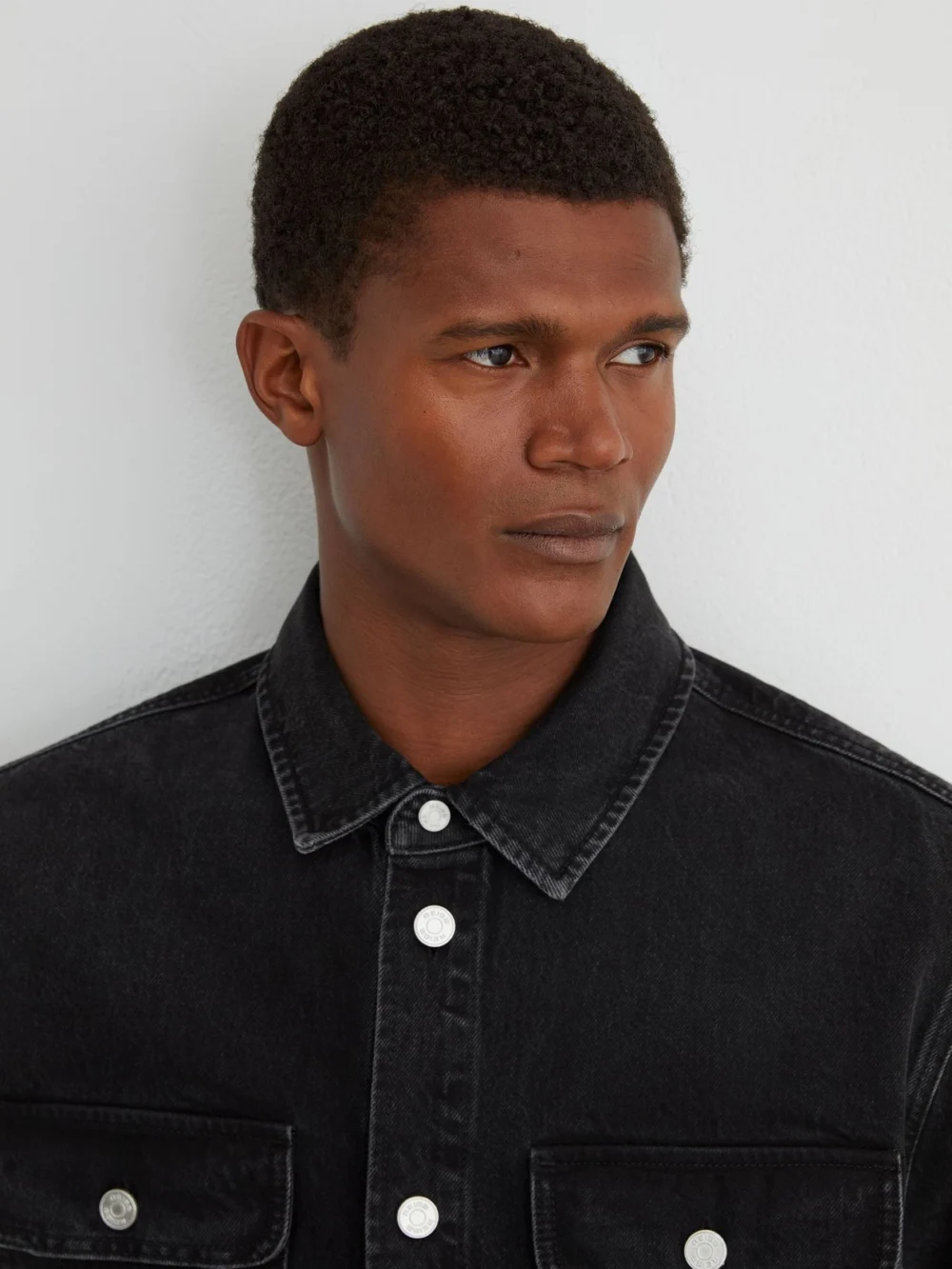 Reiss Washed Black Twin-pocket Denim Jacket, view 3