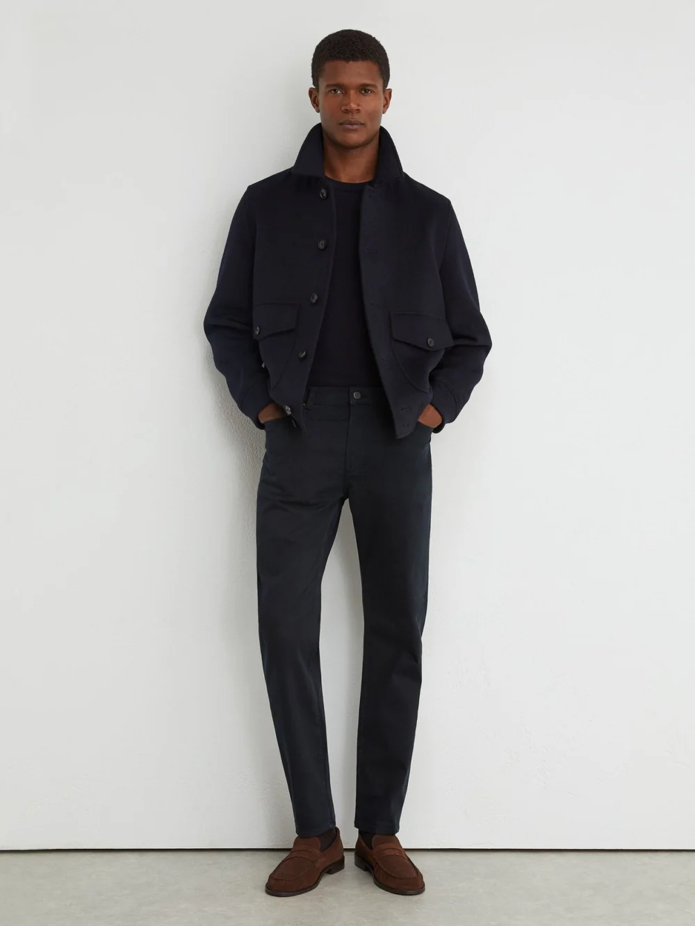 Reiss Washed Blue Cotton-stretch Garment-dyed Slim-fit Jeans