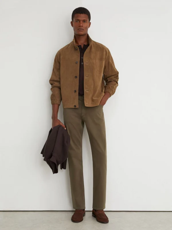 Reiss Washed Green Cotton-stretch Garment-dyed Slim-fit Jeans