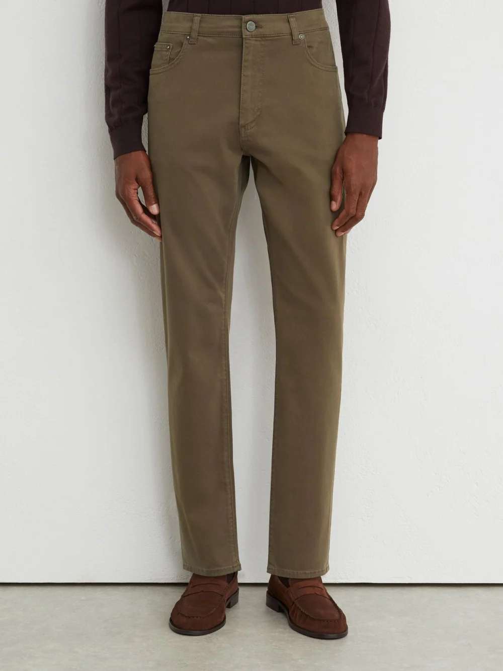 Reiss Washed Green Cotton-stretch Garment-dyed Slim-fit Jeans, view 3