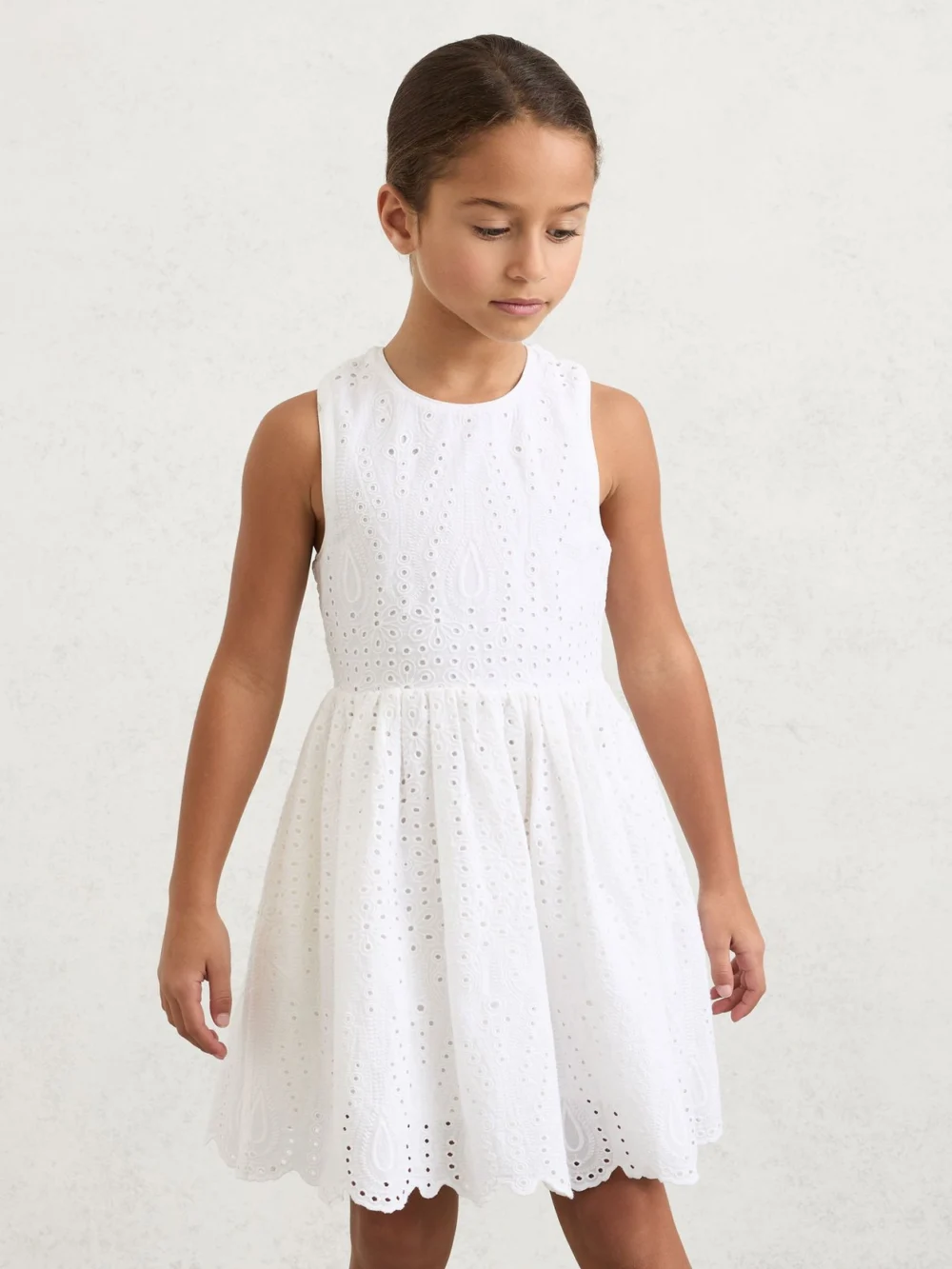 Reiss White 13-14 yrs Cotton Broderie Cross-back Dress,, view 3