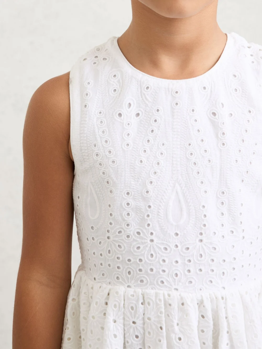 Reiss White 13-14 yrs Cotton Broderie Cross-back Dress,, view 4