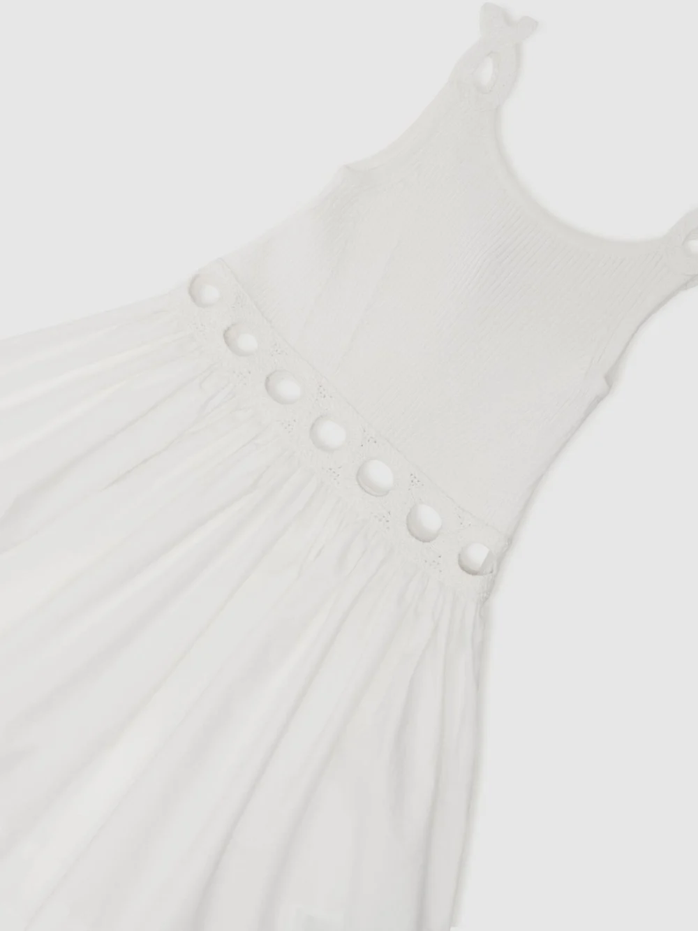 Reiss White 13-14 yrs Rib-knit Mix Cut-out Flared Dress,