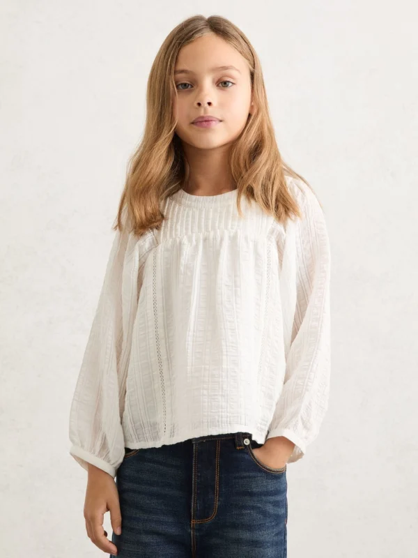 Reiss White 3-9 yrs Cheesecloth Textured Blouse