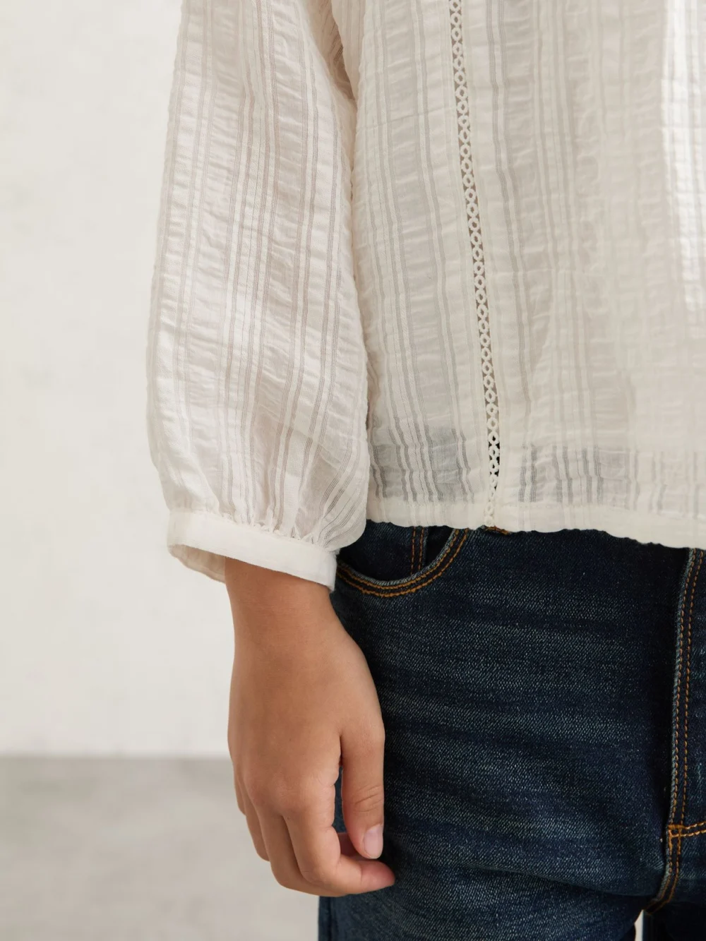 Reiss White 3-9 yrs Cheesecloth Textured Blouse, view 4
