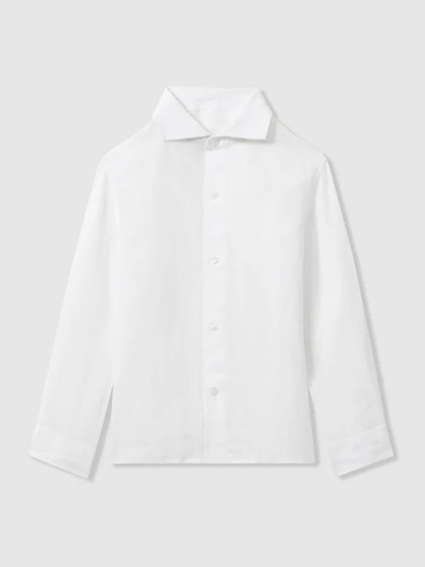 Reiss White 3-9 yrs Linen Cutaway-collar Shirt