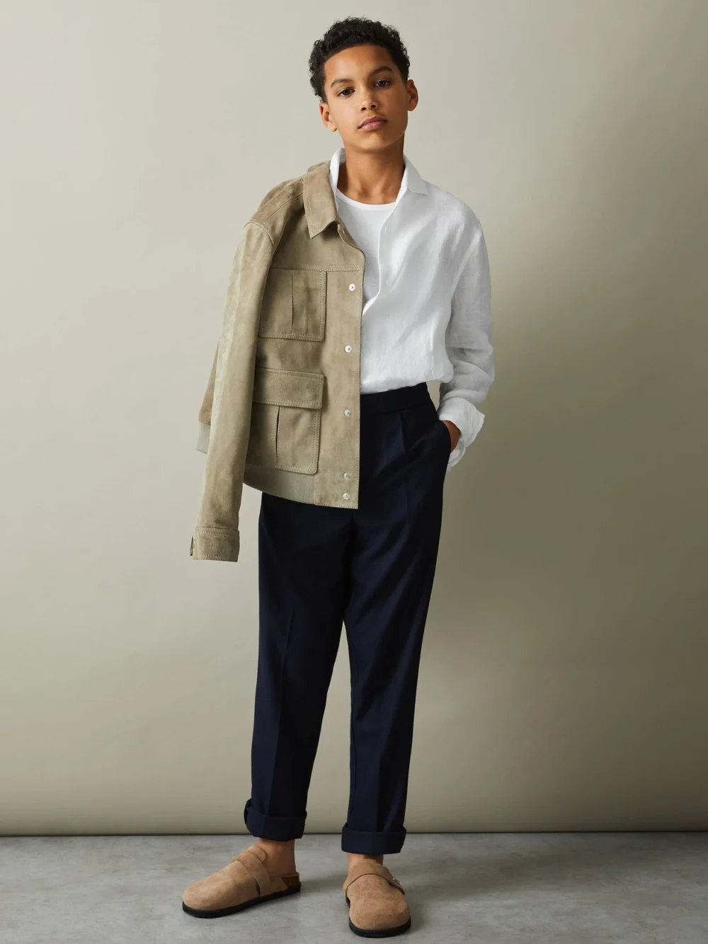 Reiss White 3-9 yrs Linen Cutaway-collar Shirt, view 3