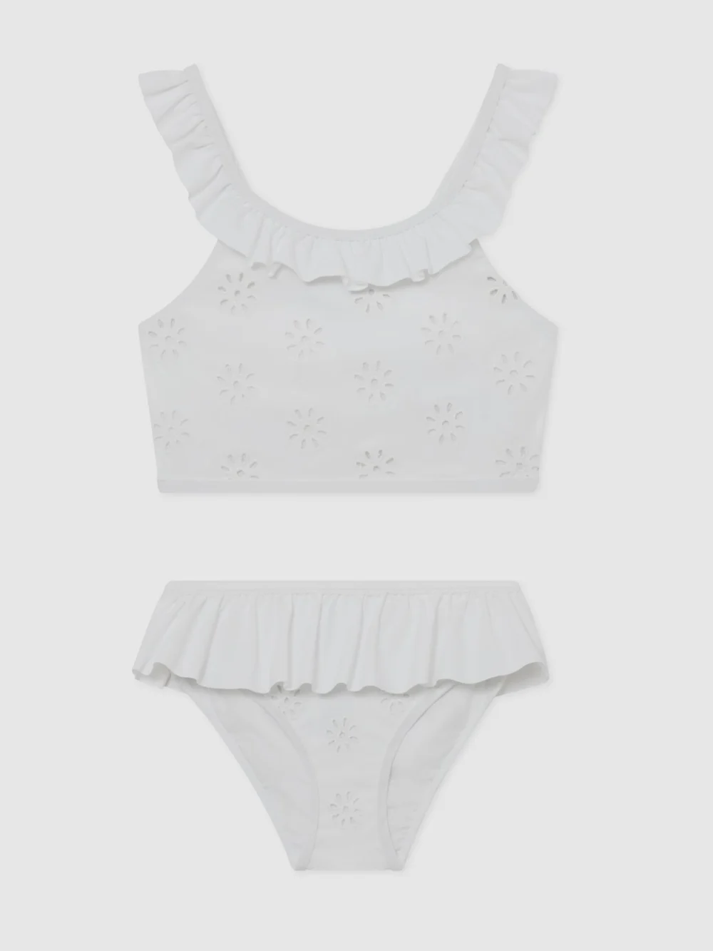 Reiss White 9-13 yrs Broderie Peplum Bikini Set, view 2