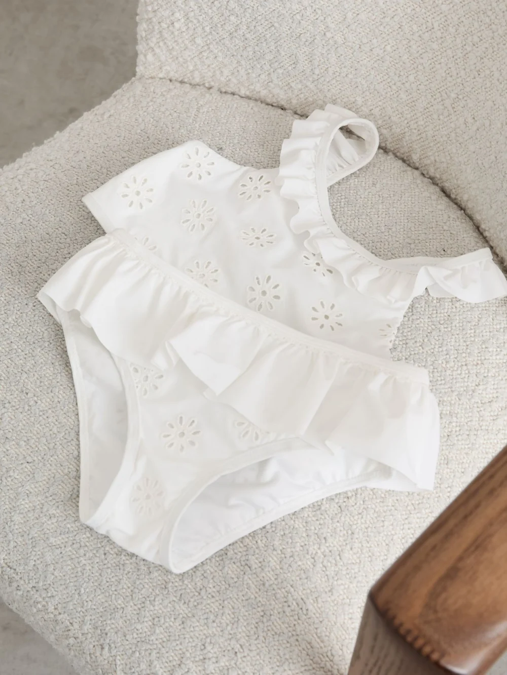 Reiss White 9-13 yrs Broderie Peplum Bikini Set, view 3
