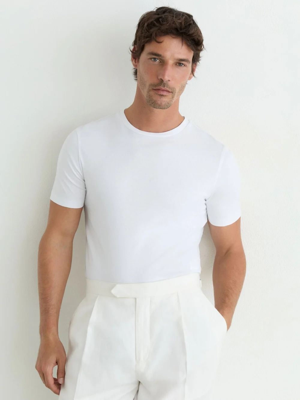Reiss White Air-water Cotton Muscle-fit T-shirt