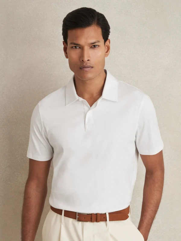 Reiss White Air-water Cotton Polo Shirt