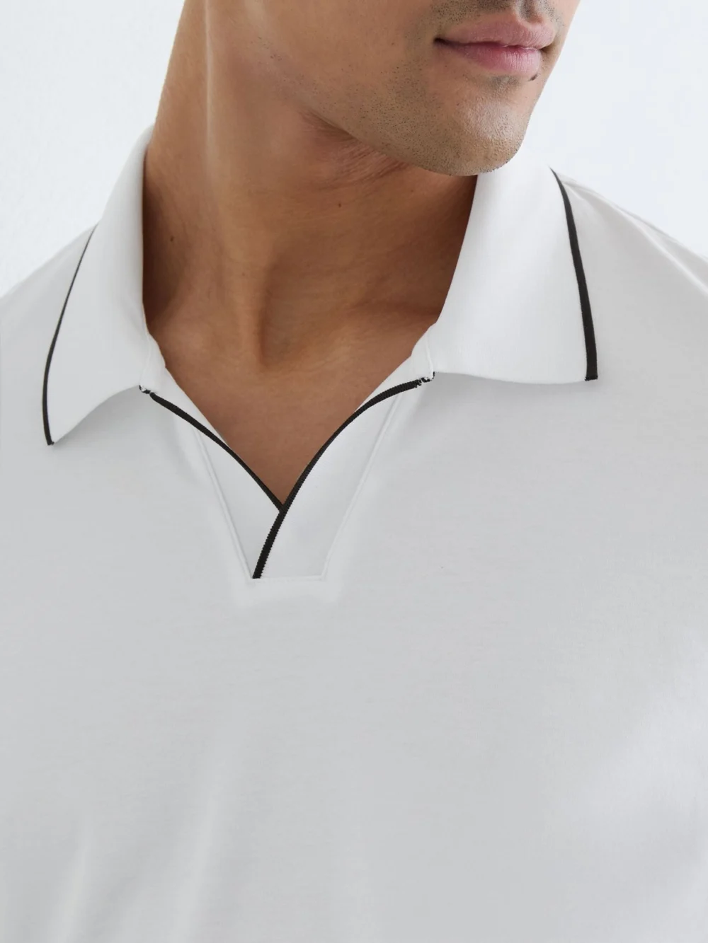 Reiss White Air-water Cotton Tipped Polo Shirt, view 3