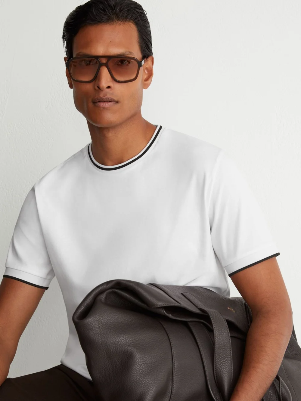 Reiss White Air-water Cotton Tipped Tailored-fit T-shirt