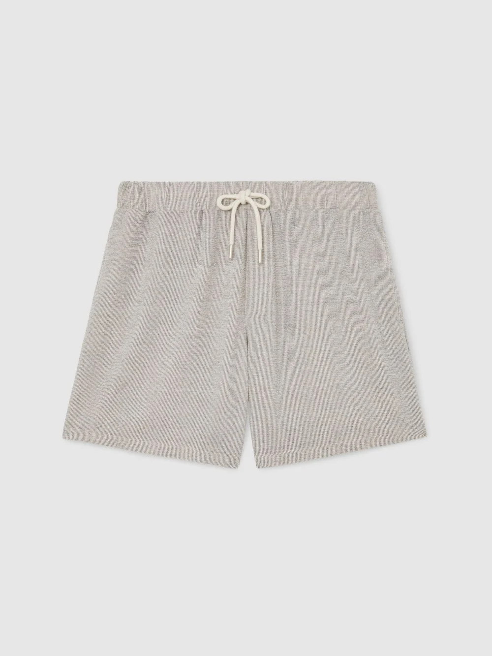 Reiss White & Black Textured Stripe Drawstring Shorts, view 2