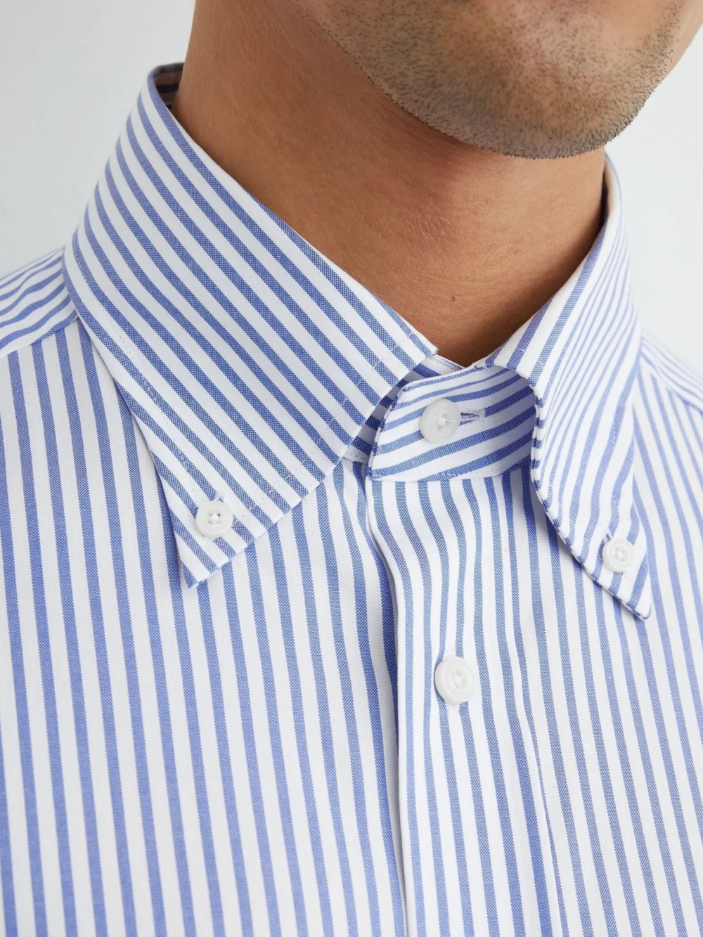 Reiss White & Blue Stripe Cotton Striped Button-down Shirt Regular-fit in white/blue stripe