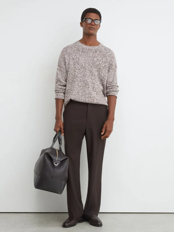 Reiss White & Camel Cotton-blend Marled Relaxed Jumper