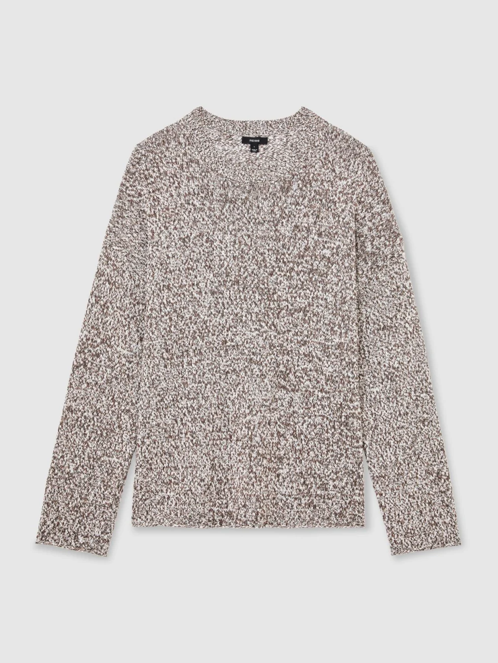 Reiss White & Camel Cotton-blend Marled Relaxed Jumper, view 2