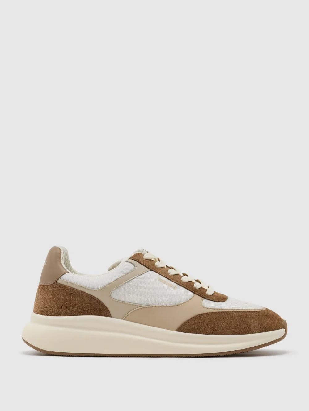 Reiss White & Camel Suede-trim Runner Trainers, view 2