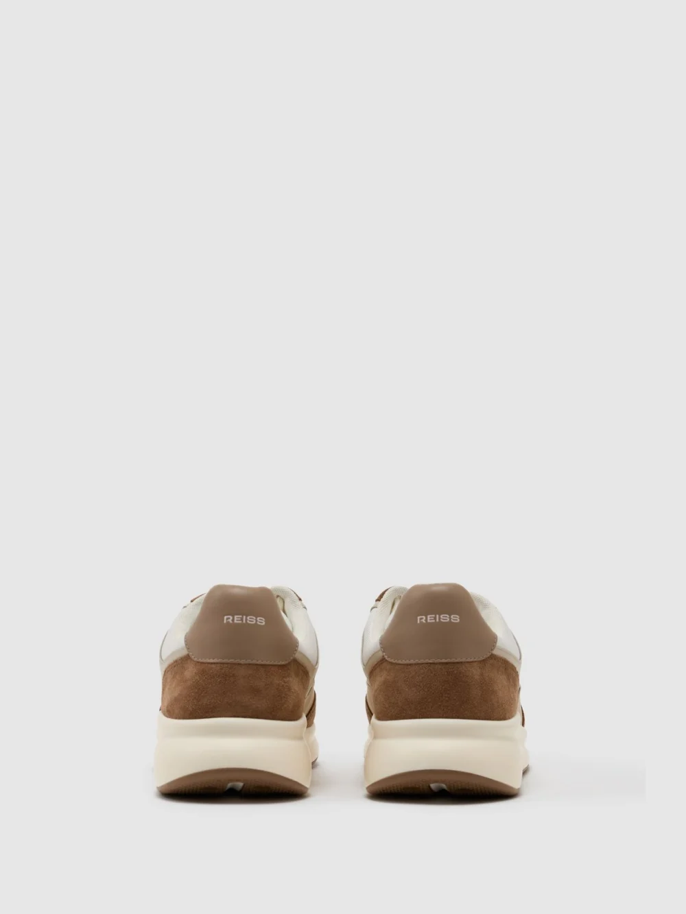 Reiss White & Camel Suede-trim Runner Trainers, view 4