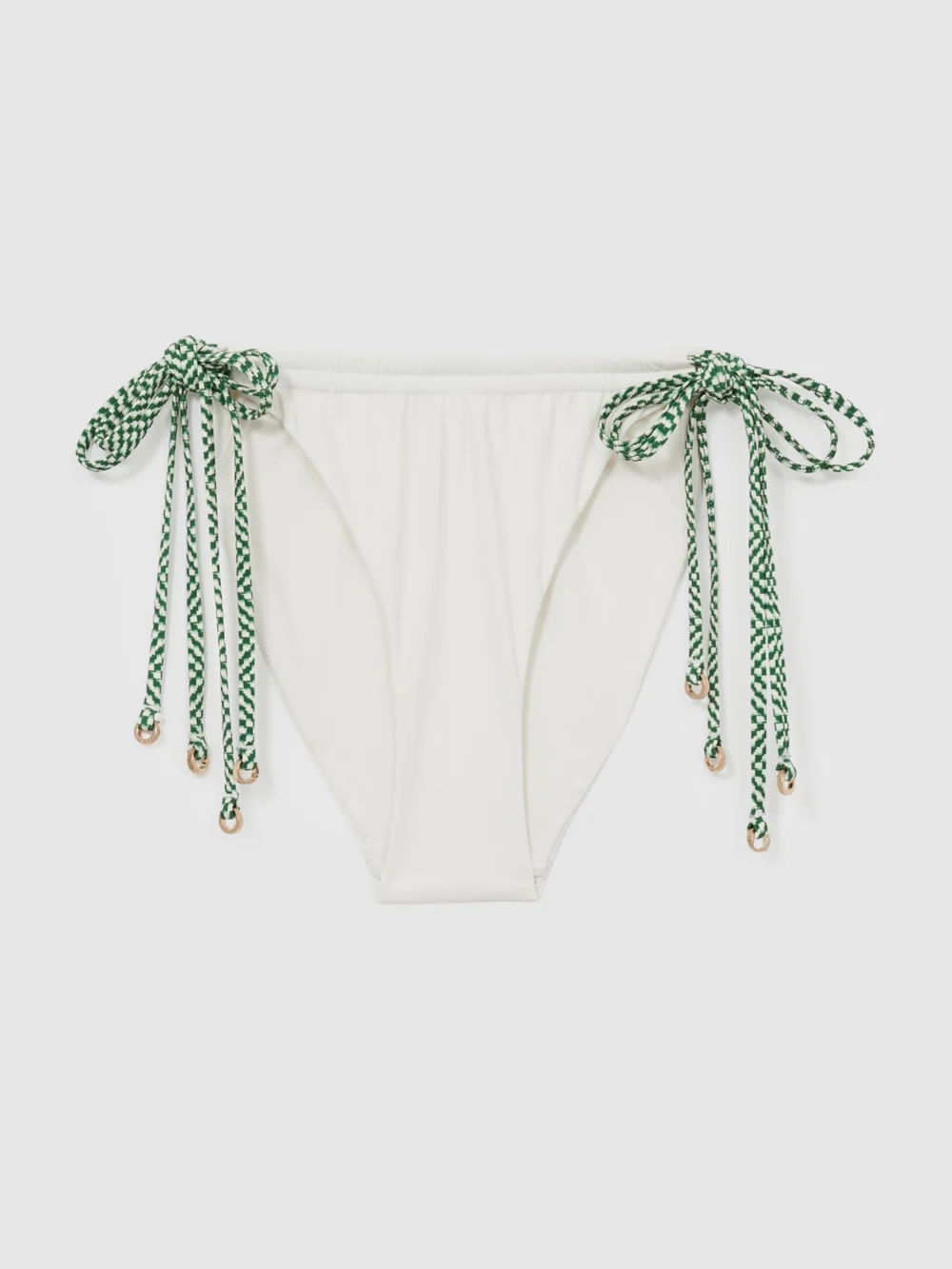 Reiss White & Green Chequered-tie Bikini Bottoms, view 2