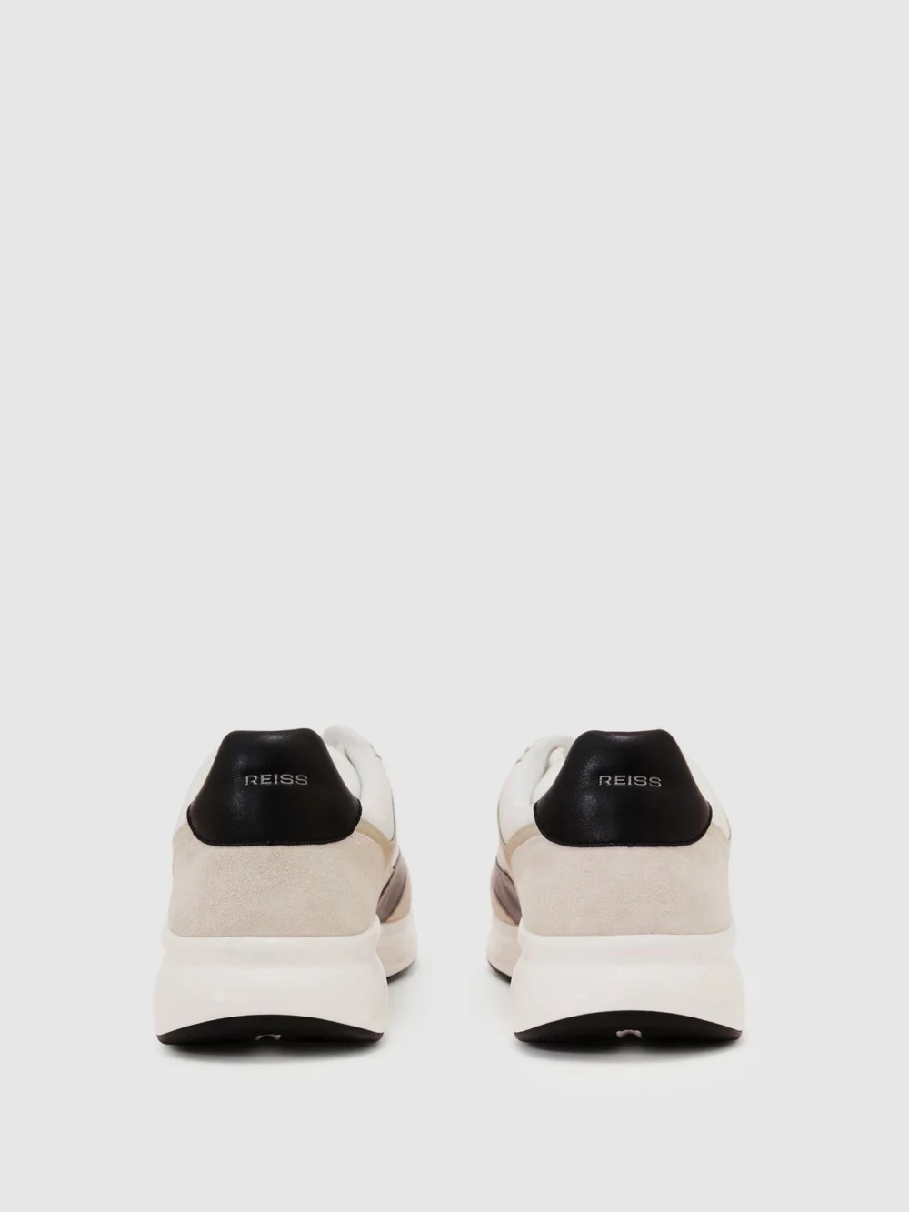 Reiss White & light Grey Suede-trim Runner Trainers, view 3