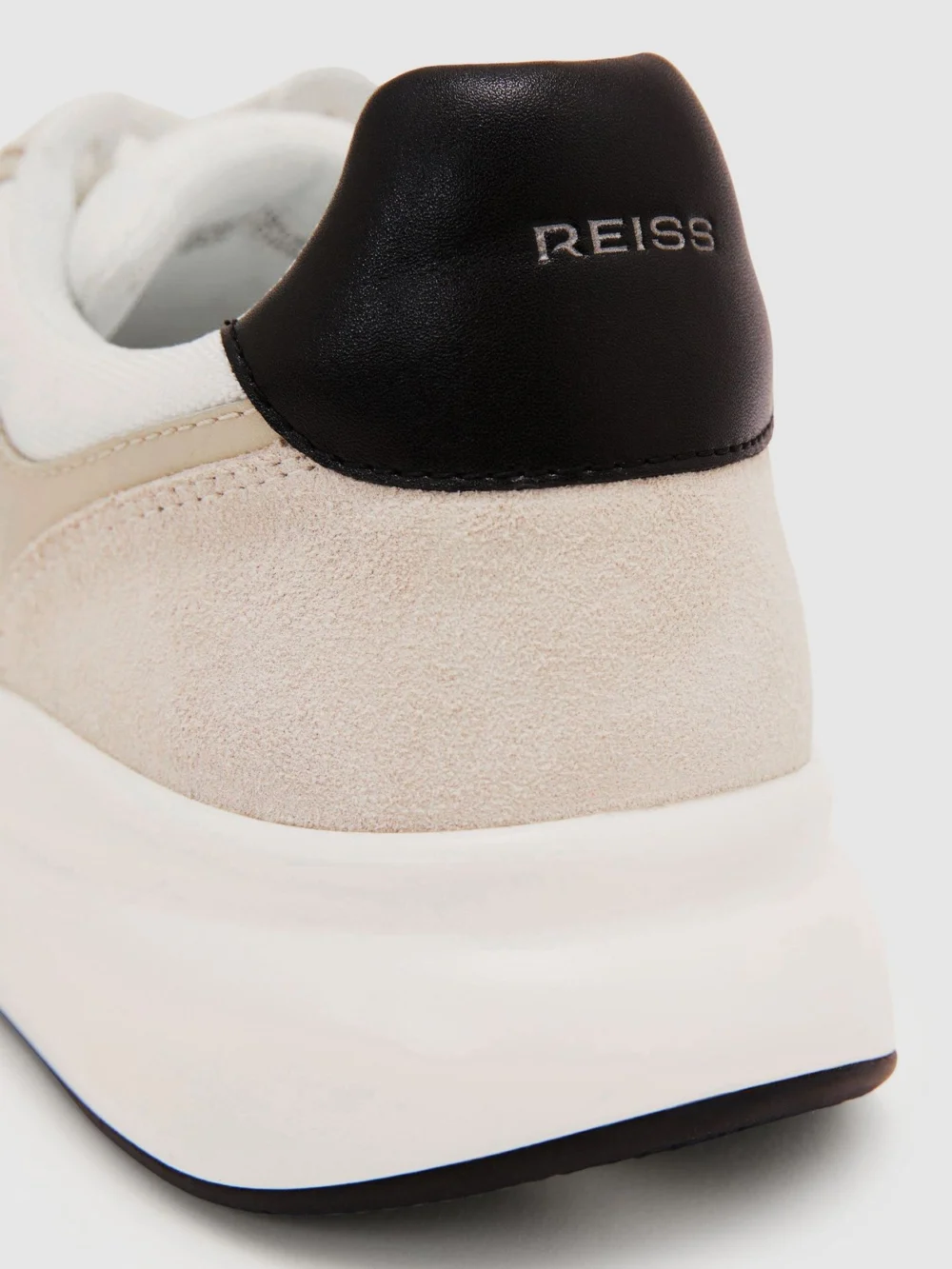 Reiss White & light Grey Suede-trim Runner Trainers, view 4