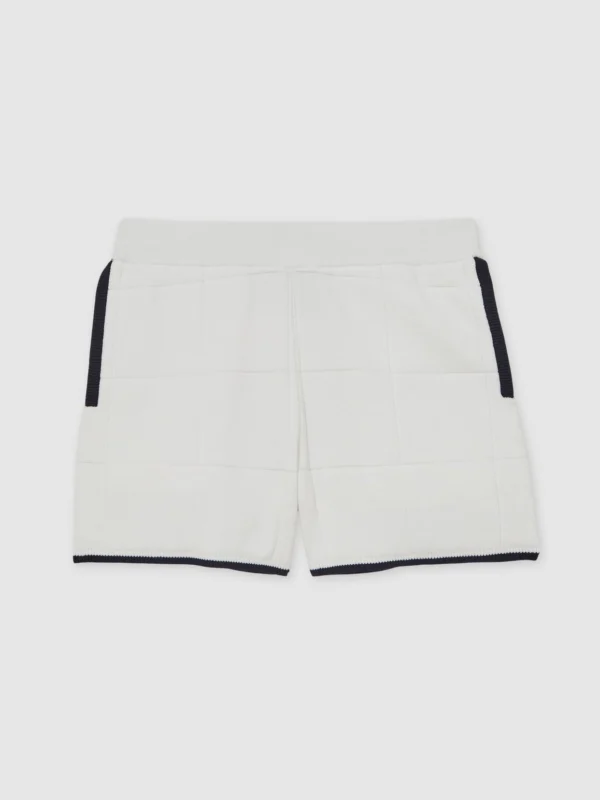 Reiss White & Navy 13-14 yrs Tipped Knit Stitch-detail Shorts,