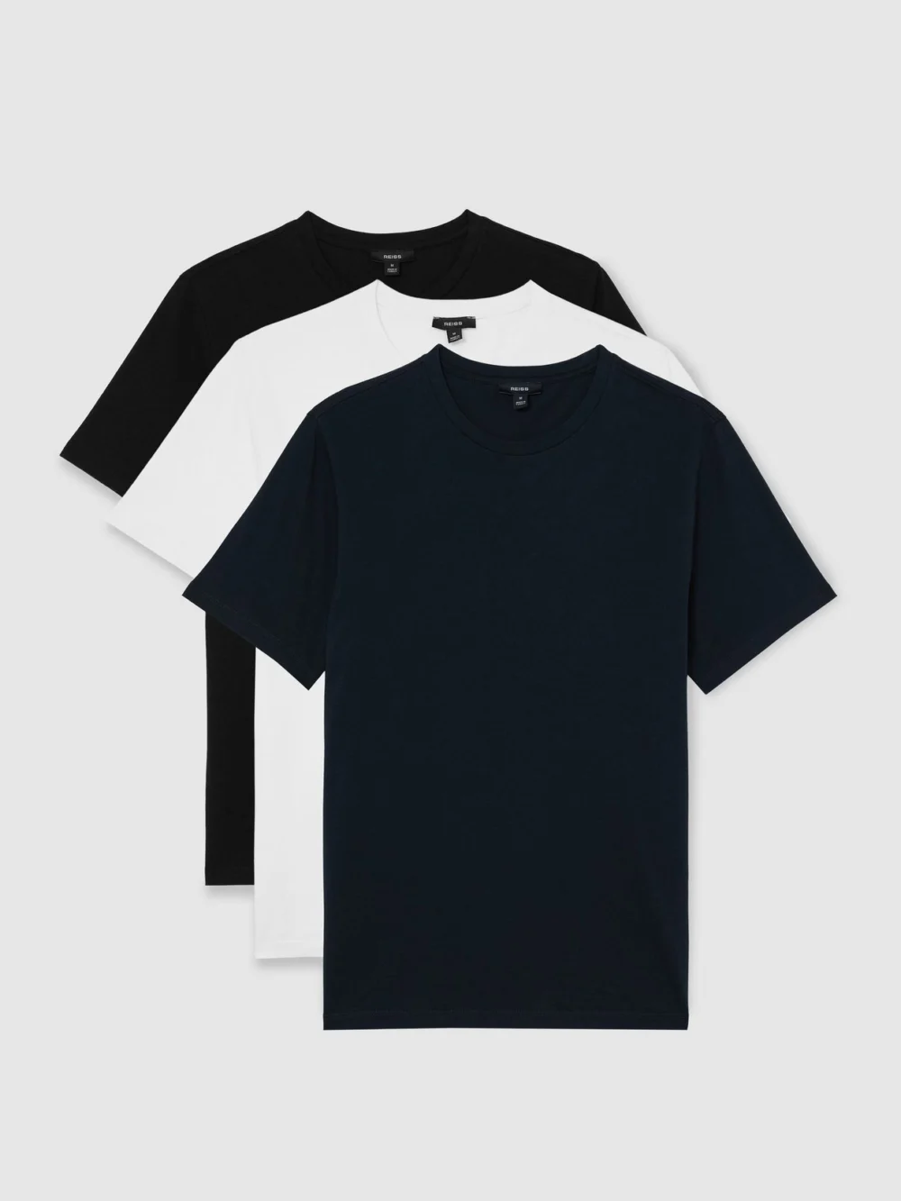 Reiss White & Navy & Black Bless Pack Cotton Crew-neck Tailored-fit T-shirts-pack in white/navy/black