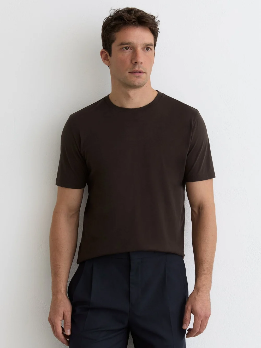 Reiss White & Navy & Coco Brown Bless Pack Cotton Crew-neck Tailored-fit T-shirts-pack, view 4
