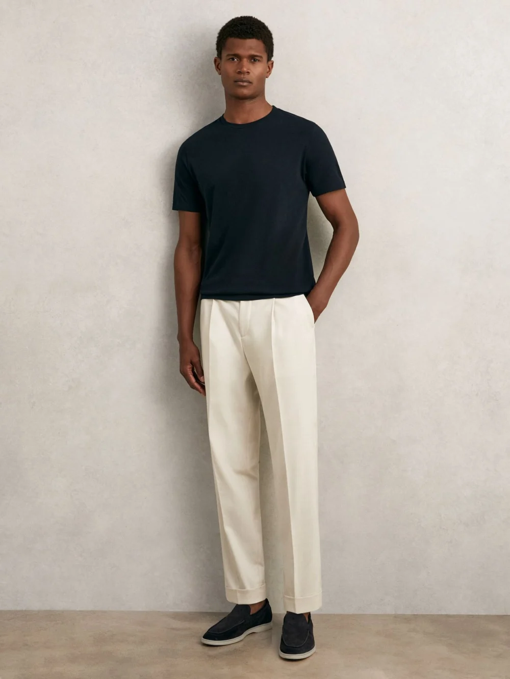 Reiss White & Navy & Sage 3 Pack Cotton Crew-neck Tailored-fit T-shirts 3-Pack, view 3
