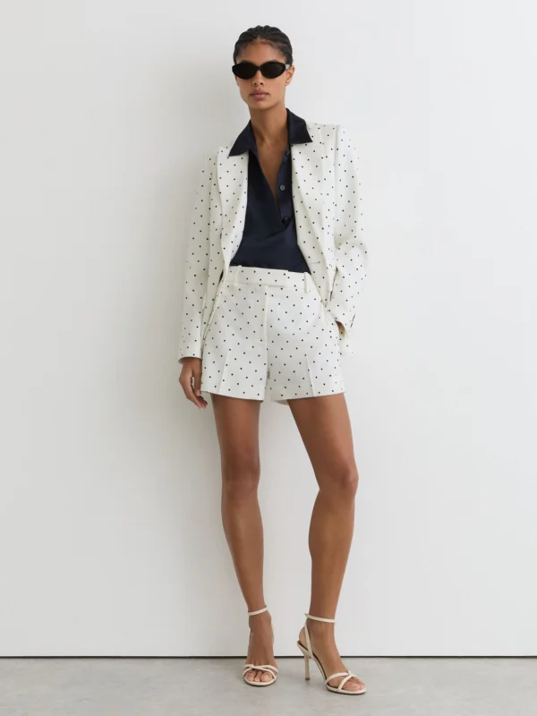 Reiss White & Navy Polka-dot Tailored Shorts