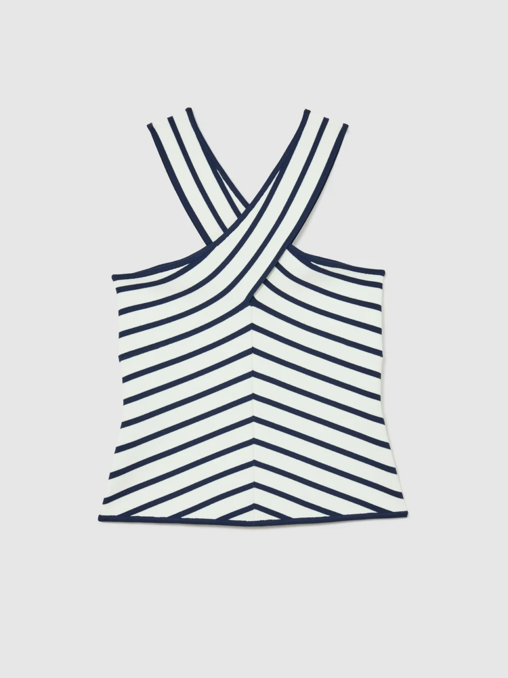 Reiss White & Navy Striped Cross-strap Knitted Vest, view 2