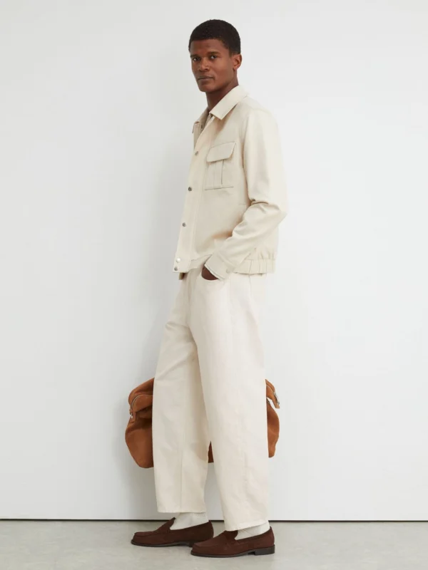Reiss White Barrel-leg Jeans