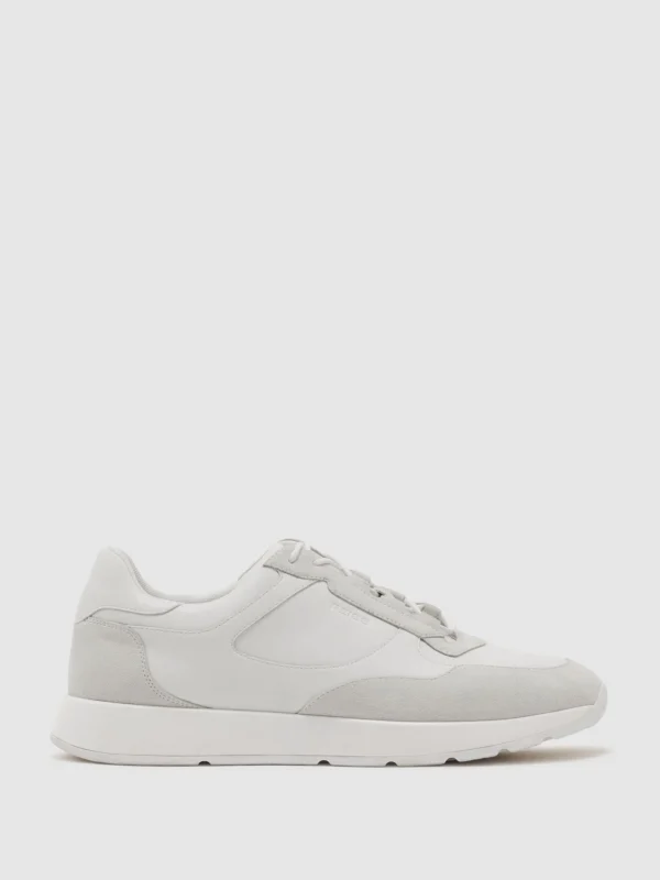 Reiss White Bonded-leather Lightweight Runner Trainers