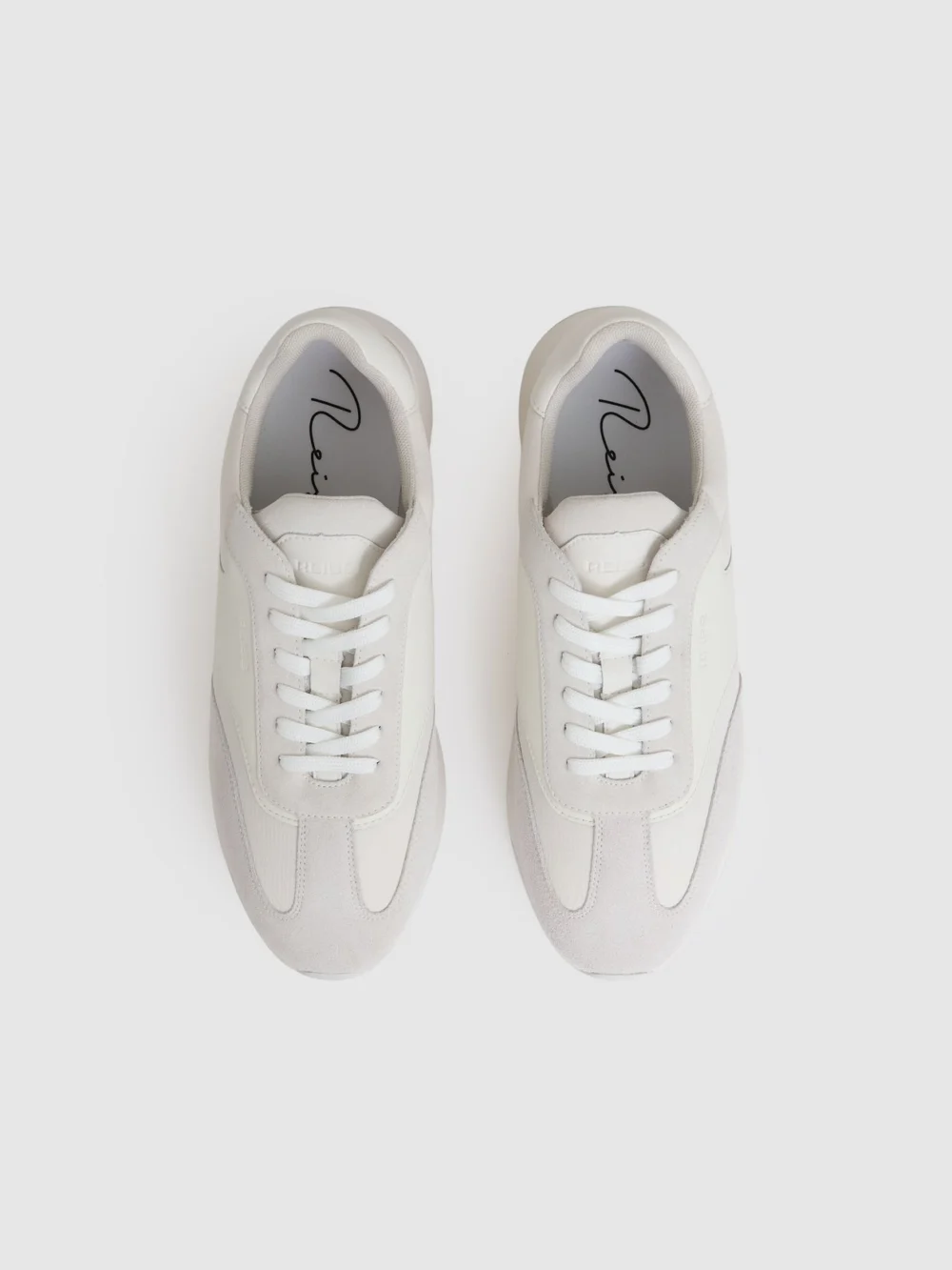 Reiss White Bonded-leather Suede Running Trainers, view 3