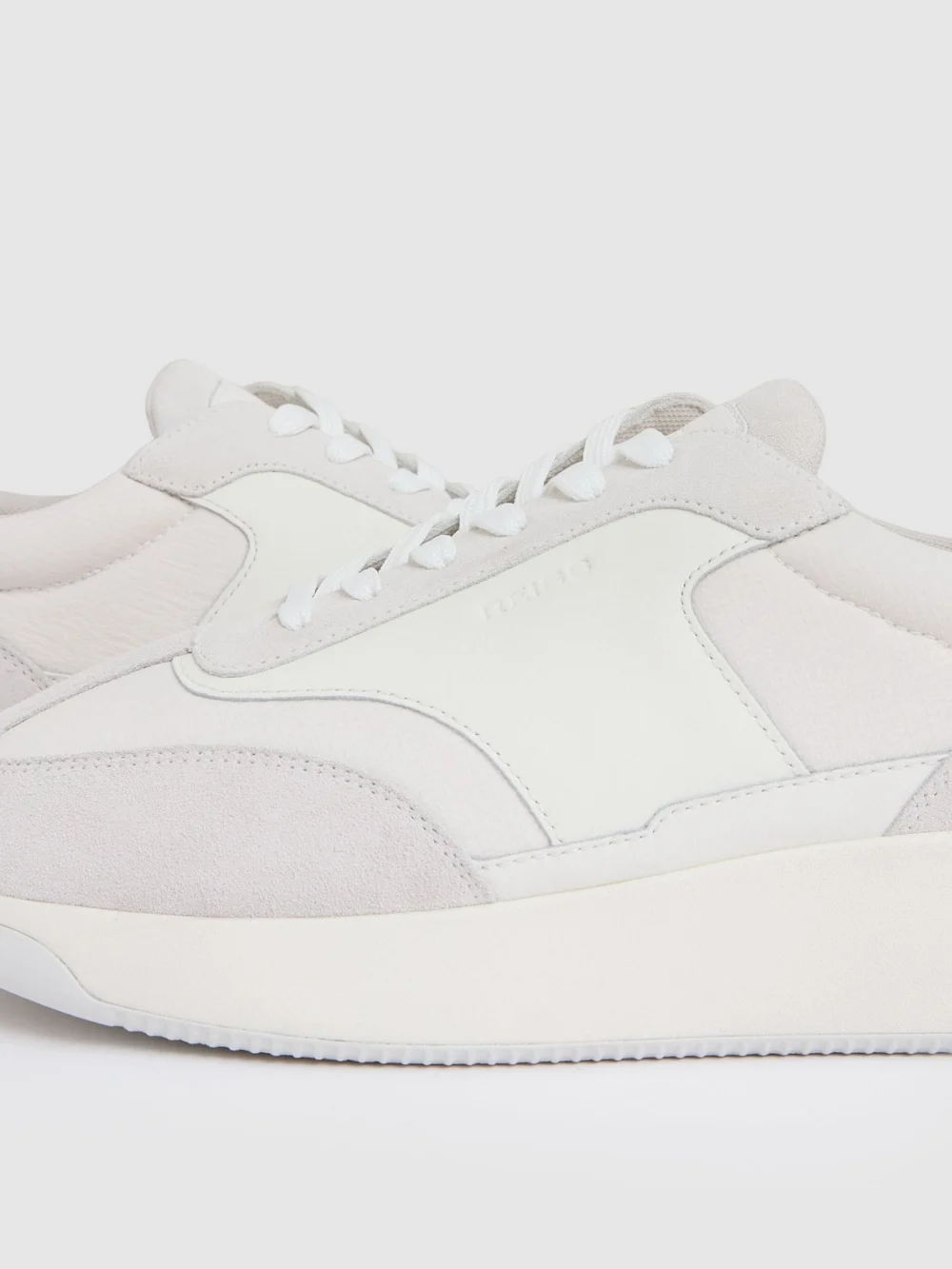 Reiss White Bonded-leather Suede Running Trainers, view 4