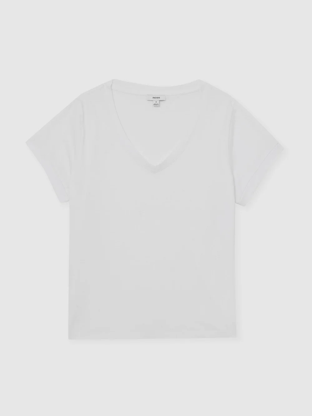 Reiss White Brushed-cotton V-neck T-shirt, view 2