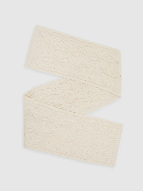 Reiss White Cable-knit Scarf with Wool,