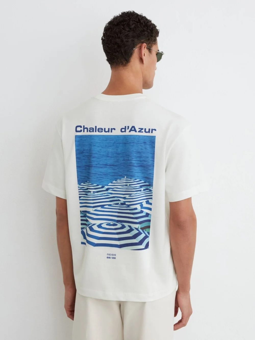 Reiss White Cotton Beach-print Relaxed-fit T-shirt