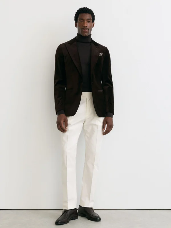 Reiss White Cotton-blend Moleskin Tapered Trousers