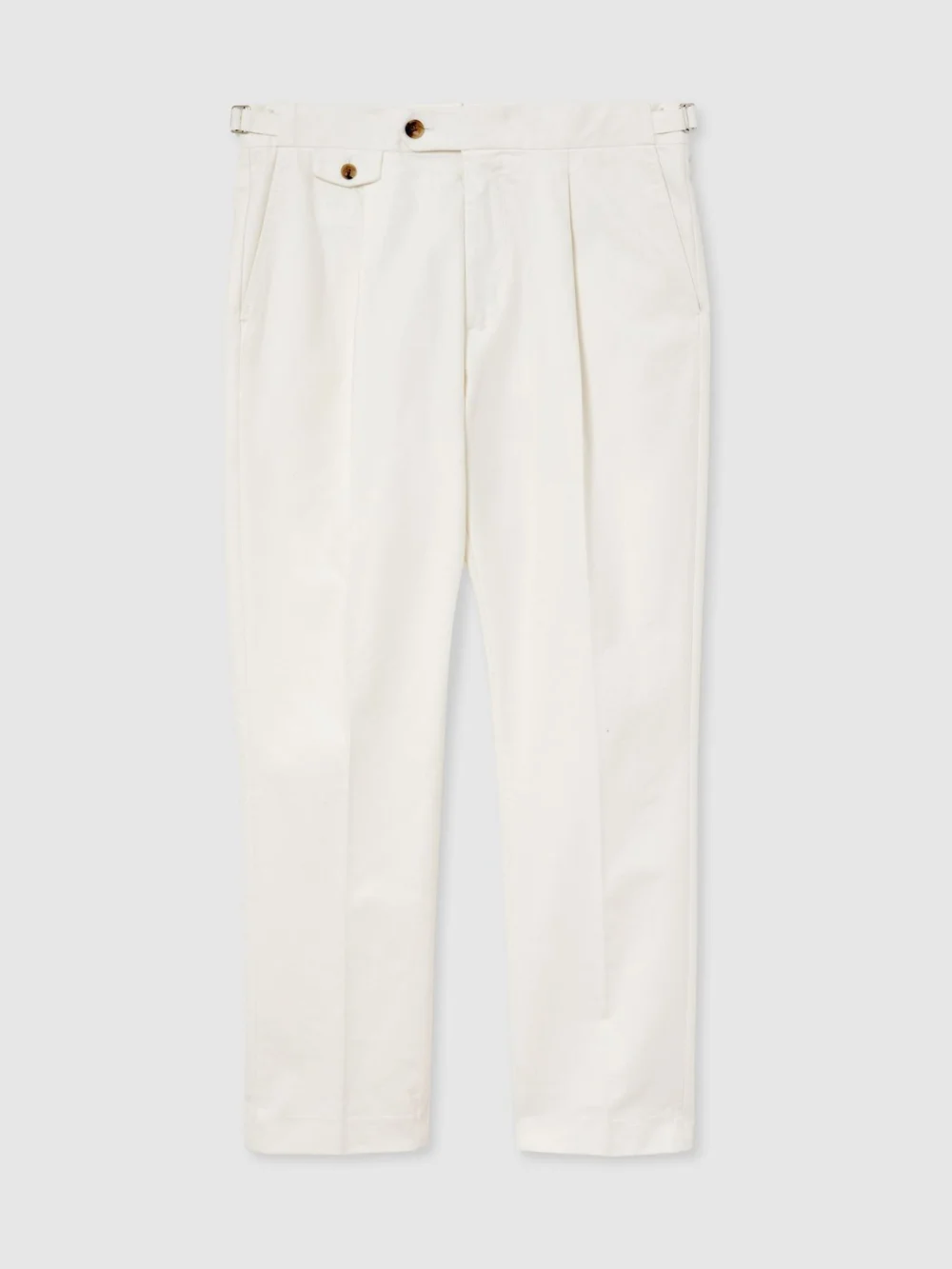 Reiss White Cotton-blend Moleskin Tapered Trousers, view 2