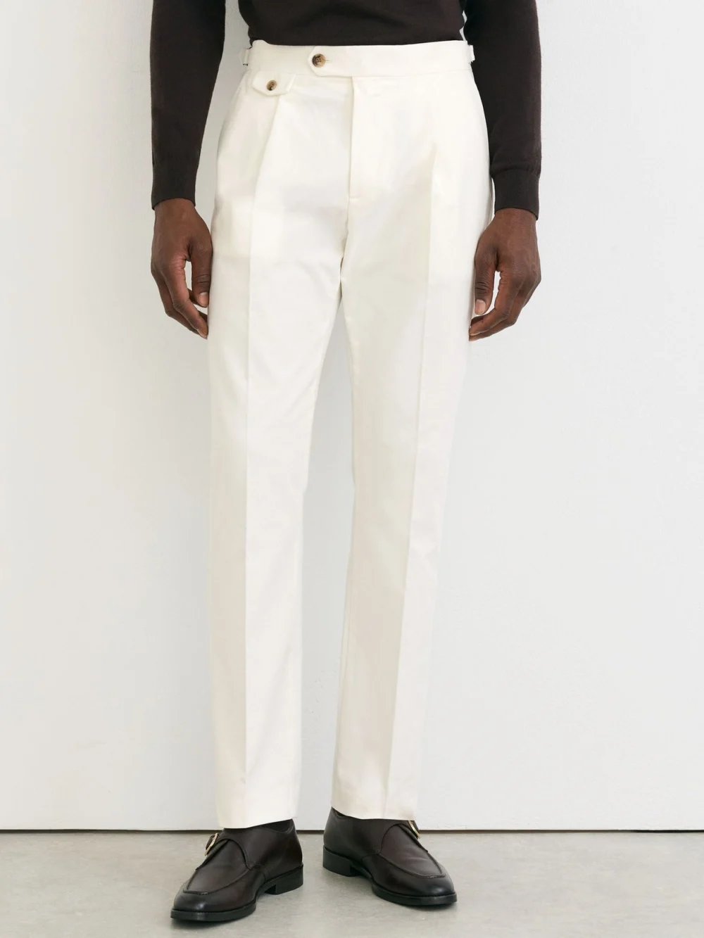 Reiss White Cotton-blend Moleskin Tapered Trousers, view 3