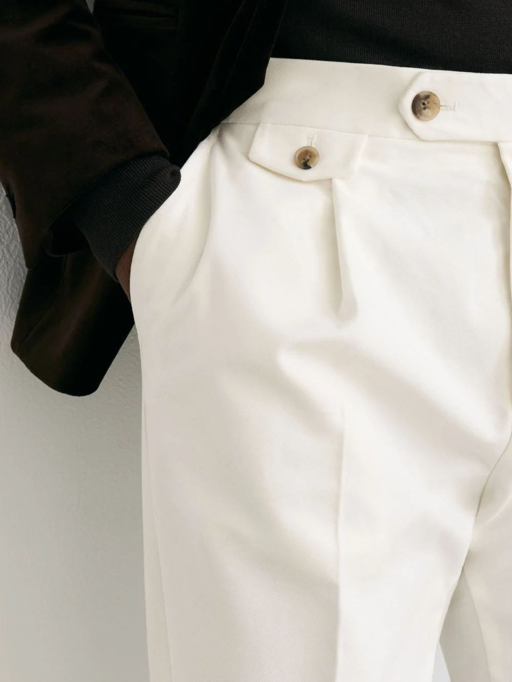 Reiss White Cotton-blend Moleskin Tapered Trousers, view 4