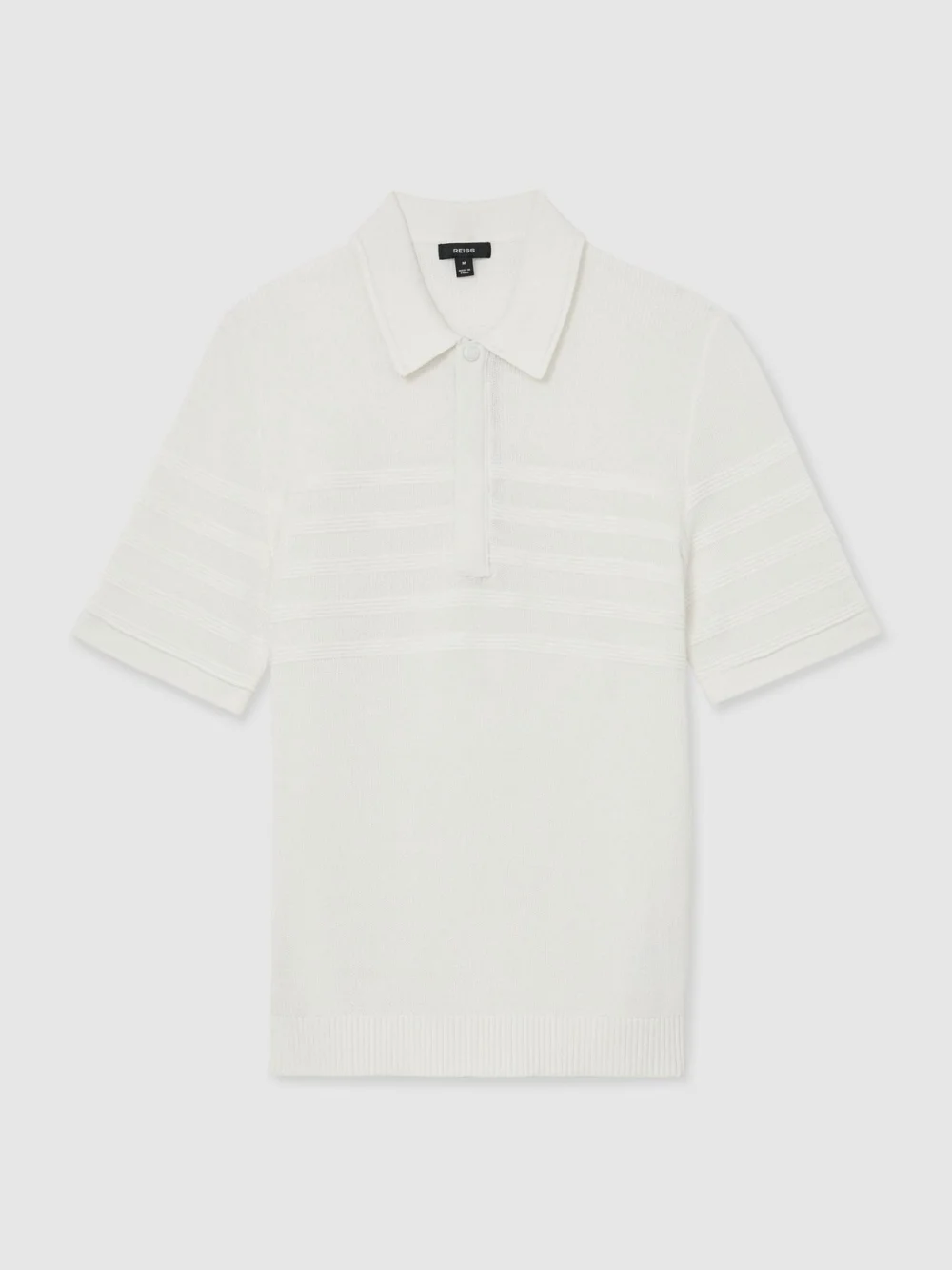 Reiss White Cotton-blend Textured-knit Half-zip Polo Shirt, view 2