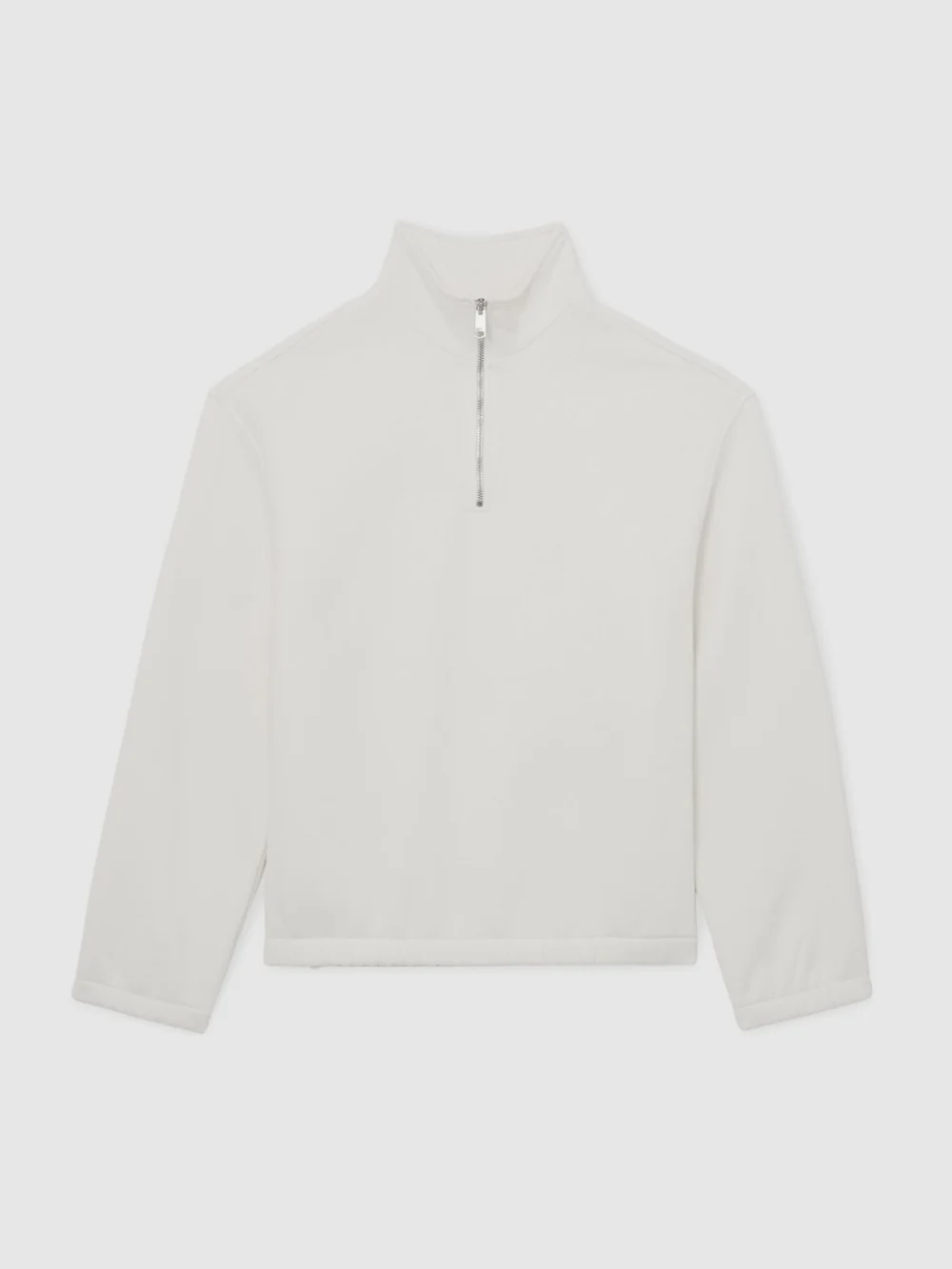 Reiss White Cotton-blend Washed Half-zip Sweatshirt, view 2