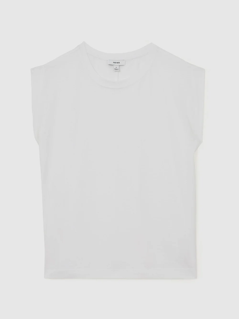 Reiss White Cotton Cap-sleeve T-shirt, view 2