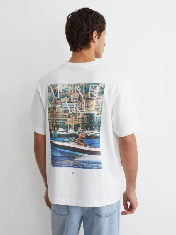 Reiss White Cotton Carlo-print Relaxed-fit T-shirt